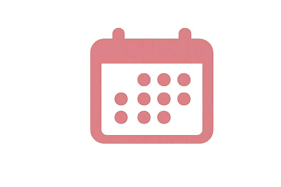 Stylized monthly calendar icon for Hello Bestie local events